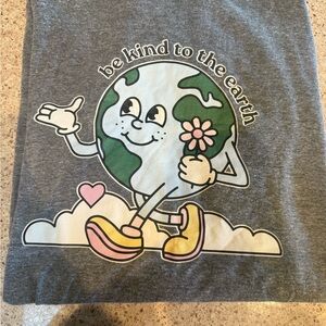 Gray Graphic Tee with Earth Design